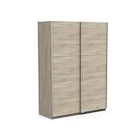 demeyere armoire porte coulissante avec penderie moderne – coloris chêne kronberg & finitions métal-148 x 59, bois d'ingénierie, gris, 148 x 59,9 x 203 cm