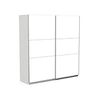 demeyere armoire porte coulissante avec penderie moderne – coloris blanc mat & finitions métal-194, bois d'ingénierie, gris, 194,5 x 59,9 x 203 cm