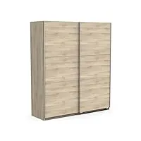 demeyere armoire porte coulissante avec penderie moderne – coloris chêne kronberg & finitions métal-178, bois d'ingénierie, gris, 178,1 x 59,9 x 203 cm