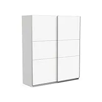 demeyere armoire porte coulissante avec penderie moderne – coloris blanc mat & finitions métal-178, bois d'ingénierie, gris, 178,1 x 59,9 x 203 cm