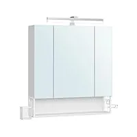 vasagle meuble de salle de bain 3 portes, armoire murale avec miroir, multiprise, panier suspendu, support pour sèche-cheveux, pour salle de bain, lavabo, blanc nuage bbk126w01