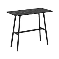 homcom table de bar rectangulaire, table de bistrot cadre en acier, table haute plateau en faux marbre, 4 personnes, montage facile, 118 x 58 x 98 cm, noir
