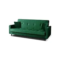 margarethadas24 canapé-lit luna de style scandinave - canapé-lit avec coffre de lit - canapé capitonné pour salon - 213 cm (paris 135 - vert)