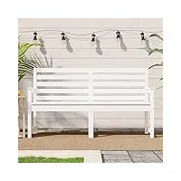guyana banc de jardin blanc 159,5x48x91,5 cm bois massif de pin,plastique blanc,banc pliable,deck table