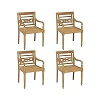 guyana chaises batavia 4 pcs bois de teck solide,chaises de salle À manger,chaise de cuisine,chaises de salle À manger moderne