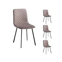 idimex lot de 4 chaises treviso avec revêtement en tissu et structure en métal noir, chaise de salle à manger coloris