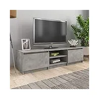 annlera meuble tv gris béton 140x40x35,5 cm aggloméré classique banc tv décorer pièce minimaliste armoire tv fonction d'affichage cadres photo meubles de salon facile à nettoyer