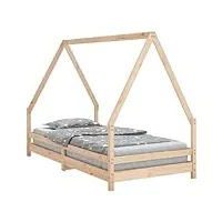 vidaxl cadre de lit pour enfants, lit simple avec sommier à lattes, meuble de chambre à coucher, scandinave, marron 90x190 cm bois de pin massif