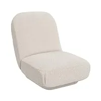 homcom fauteuil paresseux chaise de sol design moderne revêtement en faux laine d'agneau assise épais 25 cm 56 x 76,5 x 66 cm blanc crème