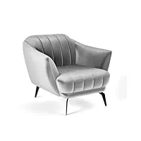 siblo fore fauteuil - fauteuil relax - fauteuil salon - fauteuil pieds métal - fauteuil lounge - fauteuils et chaises pour salon - fauteuil crapaud - fauteuil de relax - 97x96x82 cm - gris