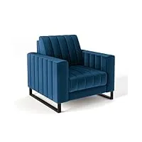 siblo mono fauteuil - fauteuil relax - fauteuil salon - fauteuil pieds métal - fauteuil lounge - fauteuils et chaises pour salon - fauteuil crapaud - fauteuil de relax - 93x92x86 cm - bleu
