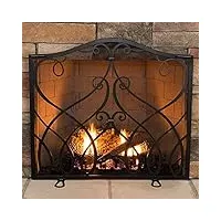 Écrans de cheminée Écran de cheminée plat en fer noir pour la sécurité des bébés, maille décorative en métal, clôture de braises pour poêle à bois/poêle/feu à gaz (taille : 82 × 70 × 12 cm) (82 × 70 ×