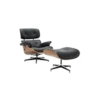 vbchome fauteuil 88 x 75 x 82 cm avec repose-pieds 65 x 55 x 44 cm - en cuir écologique - imitation bois - noyer rotatif avec réglage en hauteur - chaise de bureau - chaise d'ordinateur - chaise de