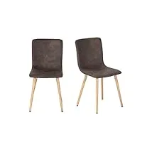 buybyroom lot de 2 chaises de salle à manger rembourrées avec pieds en bois massif - dossier - largeur d'assise confortable - pour salon, salle de conférence, noir et marron