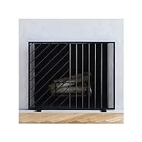 pare-feu de cheminée de 76,2 cm de haut, pare-feu en maille métallique avec maille haute densité, clôture de cheminée en fer forgé solide pour une utilisation en extérieur ou en intérieur, noir happy