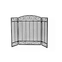 Écran de cheminée 3 panneaux robuste, écran de sécurité, clôture de cheminée, protection contre les étincelles, couverture de cheminée en fer (or) marriage