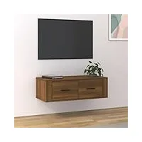 hovothy meuble tv suspendue chêne marron 80x36x25 cm bois d'ingénierie armoire télévision décoration salon intérieure dessus robuste vitrine d'affichage pour placer photo objets décoratifs