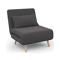 idmarket - fauteuil convertible romeo lit d'appoint 1 place 80x190 cm tissu gris anthracite