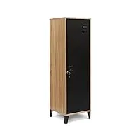 idmarket - armoire vestiaire ester bois porte métal noir design industriel