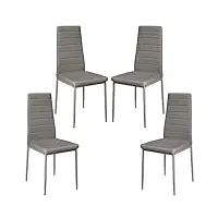 willonin chaises de salle à manger, lot de 4 chaise salle a manger, chaise cuisine moderne, siege rembourre epais, dossier haut (4, gris)