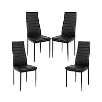 willonin chaises de salle à manger, lot de 4 chaise salle a manger, chaise cuisine moderne, siege rembourre epais, dossier haut (4, noir)