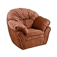 fauteuil de salon orange foncé soft - rembourré, en tissu velours, avec accoudoirs et dossier fixé par velcro, avec rembourrage doux - fauteuil confort pour salon, chambre, couloir, bureau