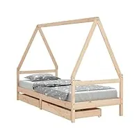 vidaxl cadre de lit pour enfants, lit simple avec sommier à lattes, meuble de chambre à coucher, scandinave, gris 80x200 cm bois de pin massif