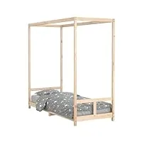 vidaxl cadre de lit pour enfants, lit simple avec sommier à lattes, meuble de chambre à coucher, scandinave, marron 80x200 cm bois de pin massif