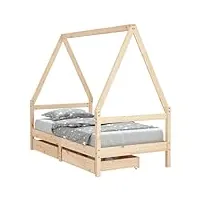 vidaxl cadre de lit pour enfants, lit simple avec sommier à lattes, meuble de chambre à coucher, scandinave, marron 80x160cm bois de pin massif