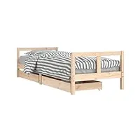 vidaxl cadre de lit pour enfants avec tiroirs, lit simple avec tête de lit et pied de lit, meuble de chambre, scandinave, gris 80x200 cm bois de pin massif