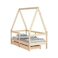 vidaxl cadre de lit pour enfants, lit simple avec sommier à lattes, meuble de chambre à coucher, scandinave, marron 70x140 cm bois de pin massif