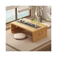 table de sol à thé chinois en bambou table basse pliable japonaise table d'autel for la méditation table de tatami pliable portable basse for salon,décoration de la maison (bûche, l)
