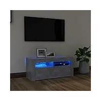 djeka meuble tv led meuble tv bois meuble tv haute banc tv meuble television meuble tv avec rangement table tv salon banc tv-gris béton-90x35x40 cm