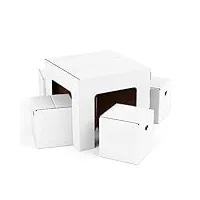 foldzilla table et chaises enfant 60 x 60 x 55 cm en carton, meuble chambre fille et garçon, 1 table et 4 tabourets - blanc pour peinture/stickers