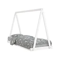 vidaxl cadre de lit pour enfants, lit simple avec sommier à lattes, meuble de chambre à coucher, scandinave, blanc 80x200 cm bois de pin massif