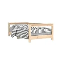 vidaxl cadre de lit pour enfants, lit simple avec tête de lit et pied de lit, meuble de chambre à coucher, scandinave, marron 70x140 cm bois de pin massif