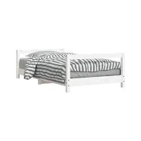 vidaxl cadre de lit pour enfants, lit simple avec tête de lit et pied de lit, meuble de chambre à coucher, scandinave, blanc 80x160 cm bois de pin massif