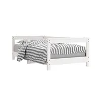 vidaxl cadre de lit pour enfants, lit simple avec tête de lit et pied de lit, meuble de chambre à coucher, scandinave, blanc 70x140 cm bois de pin massif