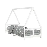 vidaxl cadre de lit pour enfants, lit simple avec sommier à lattes, meuble de chambre à coucher, scandinave, blanc 80x200 cm bois de pin massif