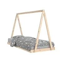 vidaxl cadre de lit pour enfants, lit simple avec sommier à lattes, meuble de chambre à coucher, scandinave, marron 90x200 cm bois de pin massif