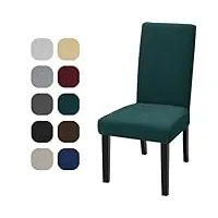 ystellaa housse de chaise 4 pièces, housse chaise extensible, housse chaise salle a manger, couvre chaise, housse de chais bouclette, protege chaise salle manger, nettoyage facile, vert foncé