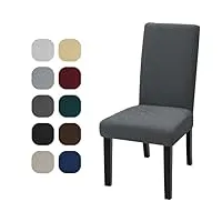 ystellaa housse de chaise 4 pièces, housse chaise extensible, housse chaise salle a manger, couvre chaise, housse de chais bouclette, protege chaise salle manger, nettoyage facile, gris