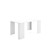 skraut home | table console extensible | console meuble | 160 | pour 8 personnes | table à manger | style moderne | blanc