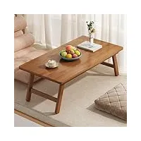 qhens table basse de japonaise rectangulaire en bambou, table de lit pliable avec pieds pliables, petite table basse multifonction pour canapé, lit, 57 x 34.3 x 22.3cm