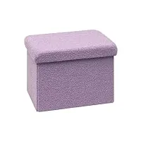bonlife pouf cube avec espace de rangement, cube pliable avec couvercle, coffre de rangement,repose-pieds en velours,violet,42x32x32cm
