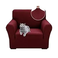 ystyle extensible housse canapé 1 place, universelle housse de fauteuil avec accoudoirs, housse protection canapém, sofa cover antidérapante, couvre canapé pour chiens chats animaux,bordeaux