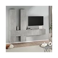 talcus home & garden meuble tv mural en bois d'ingénierie gris béton