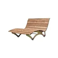 scalant chaise longue forst classic + coussin wave en bois de pin thermique i bain de soleil 156x149x99 cm, pour 2-3 personnes i coussin gris clair, pliable i canapé de jardin en bois pour le jardin