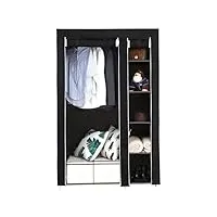 armoire de placard portable, 106cm x 44cm x 170cm, organisateur de vêtements avec 6 Étagères et tige suspendue, armoire de rangement avec tissu non tissé, pour la maison, noir