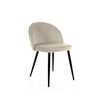 akord | 1 pièce chaise de salle à manger en velours | chaise velour moumoute | chaise matelassée avec pieds en acier | fauteuil coiffeuse | moderne | capacité de charge: 125 kg | beige